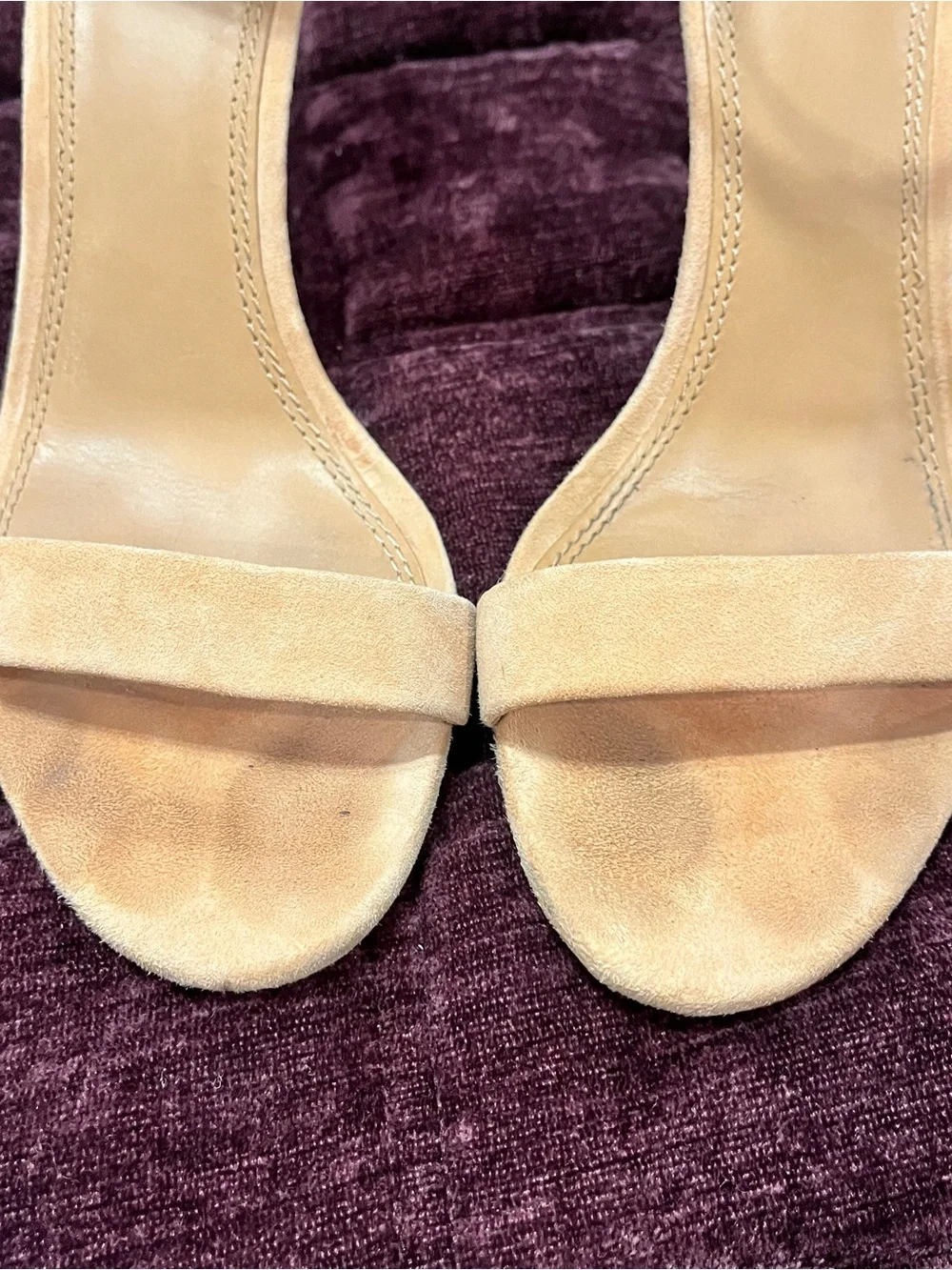 Tory Burch Ellie Nude Suede and Silver Ankle-Strap Sandal